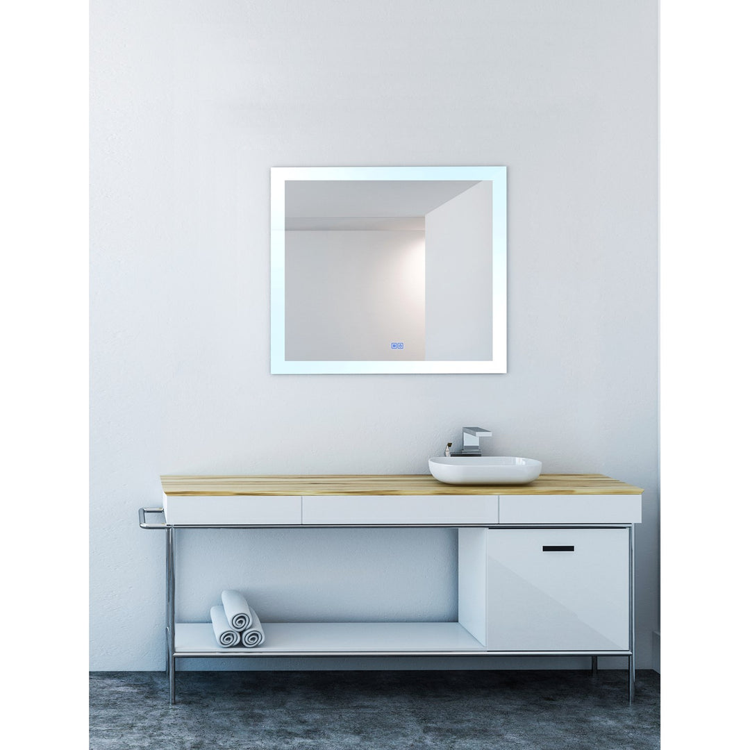 Rectangle Matte White Led 40 In. Mirror From Our  Collection
