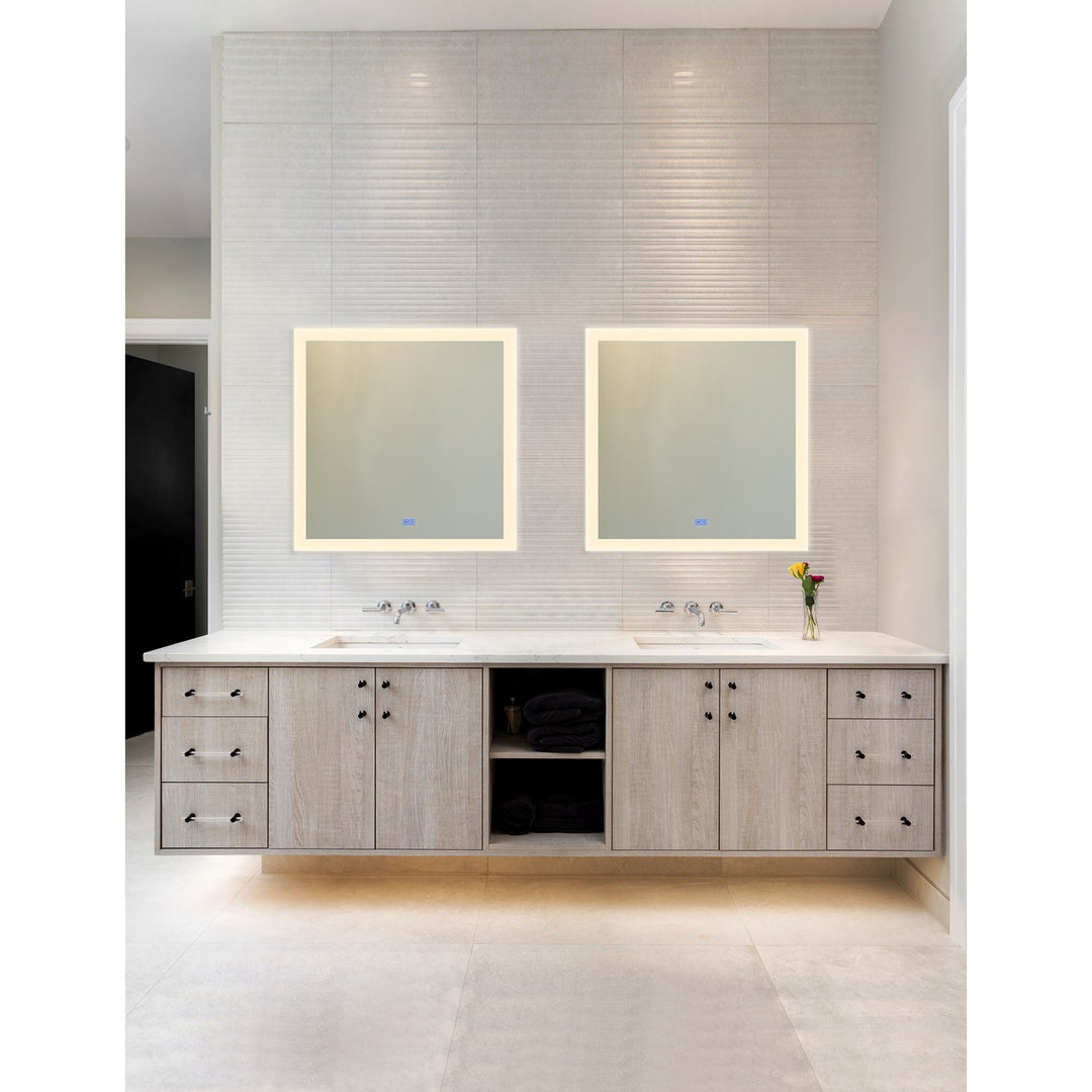 Square Matte White Led 36 In. Mirror From Our  Collection