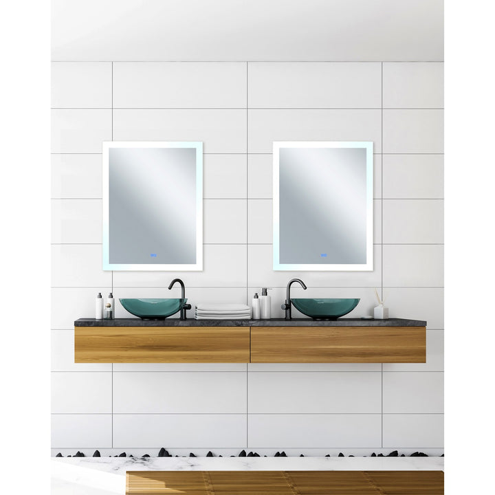 Rectangle Matte White Led 32 In. Mirror From Our  Collection