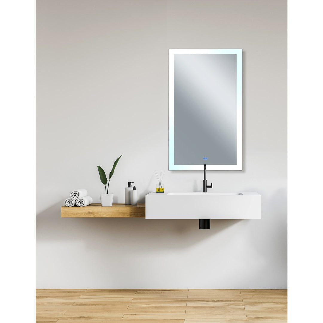 Rectangle Matte White Led 30 In. Mirror From Our  Collection