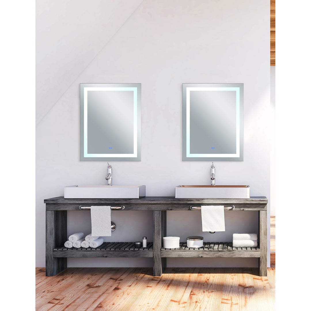Rectangle Matte White Led 32 In. Mirror From Our  Collection