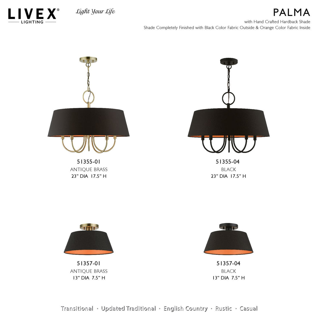 1 Light Antique Brass Semi-Flush Mount