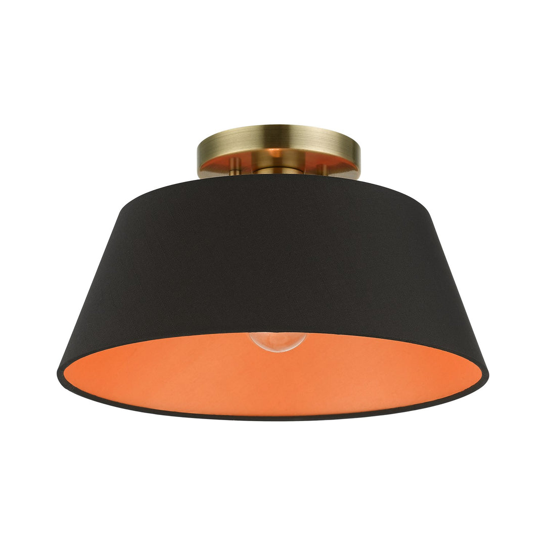 1 Light Antique Brass Semi-Flush Mount