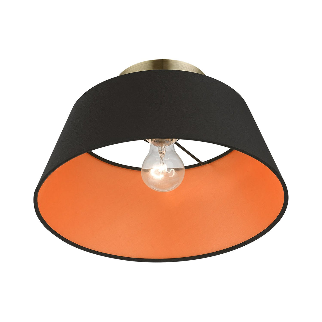 1 Light Antique Brass Semi-Flush Mount