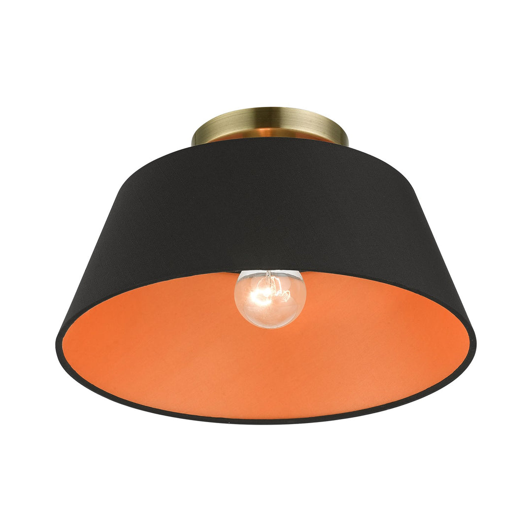 1 Light Antique Brass Semi-Flush Mount
