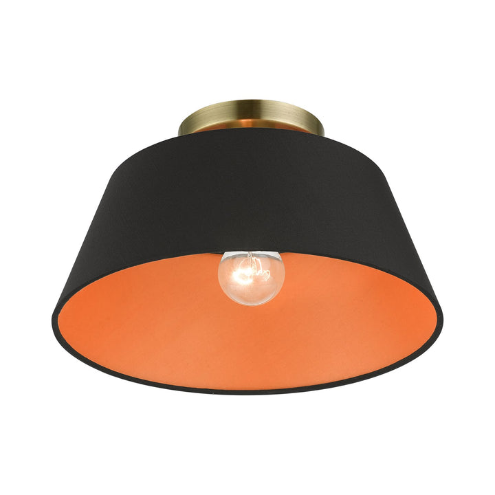 1 Light Antique Brass Semi-Flush Mount