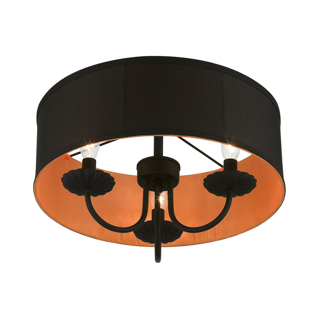 3 Light Black Semi-Flush Mount