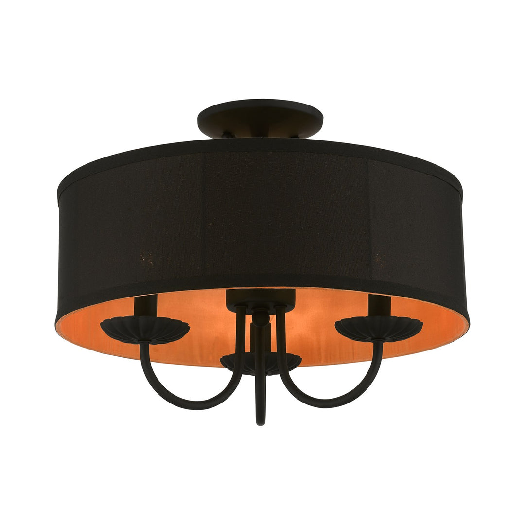 3 Light Black Semi-Flush Mount