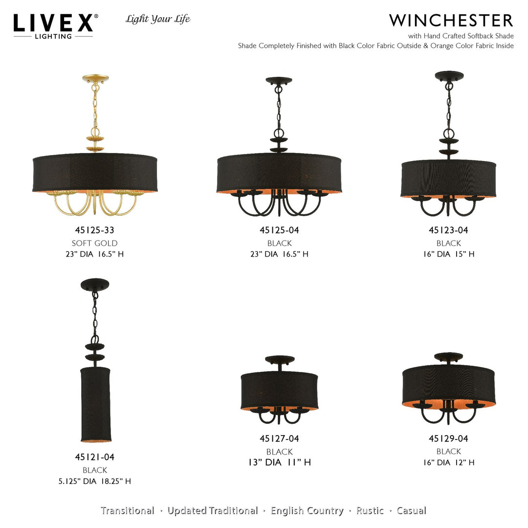 3 Light Black Semi-Flush Mount