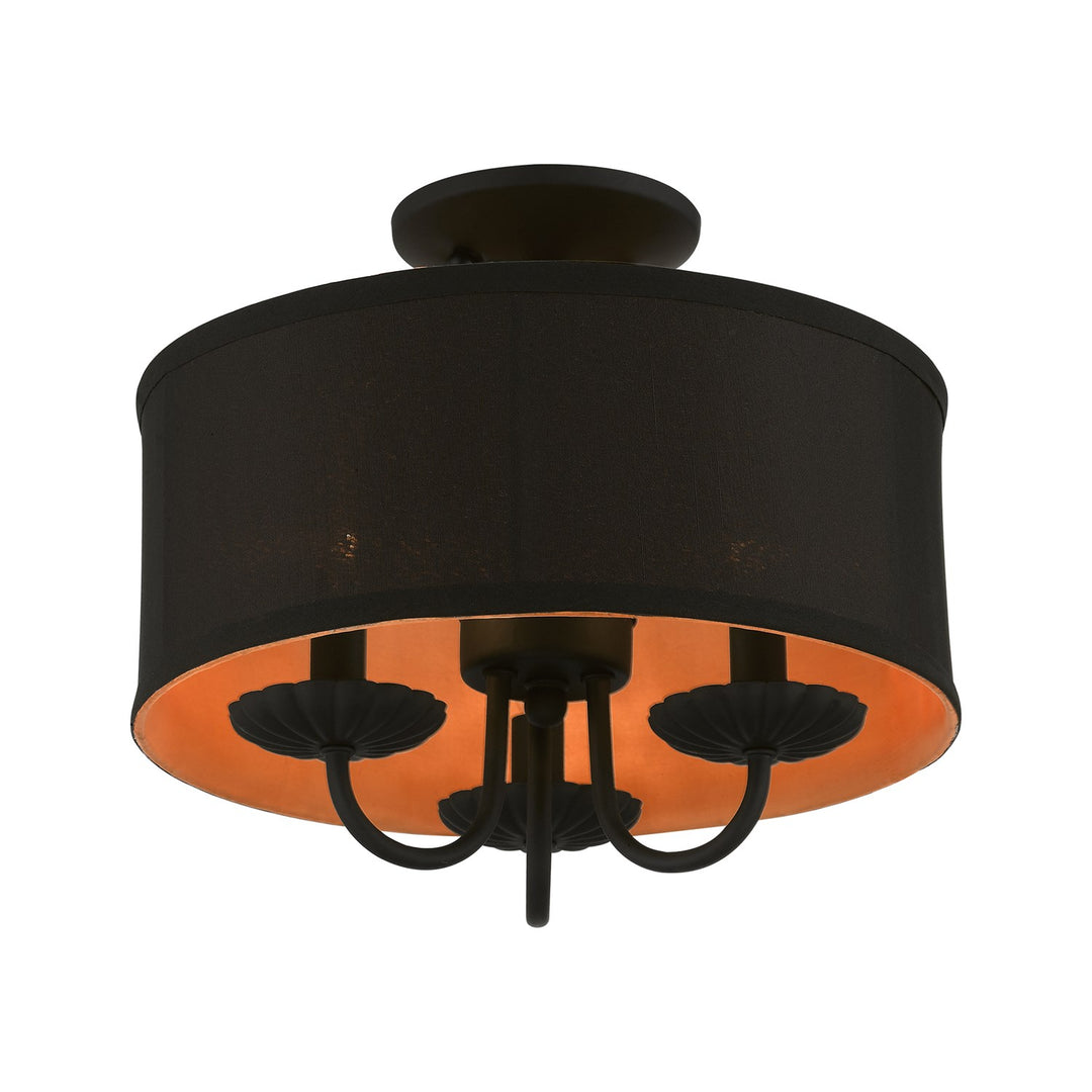 3 Light Black Semi-Flush Mount