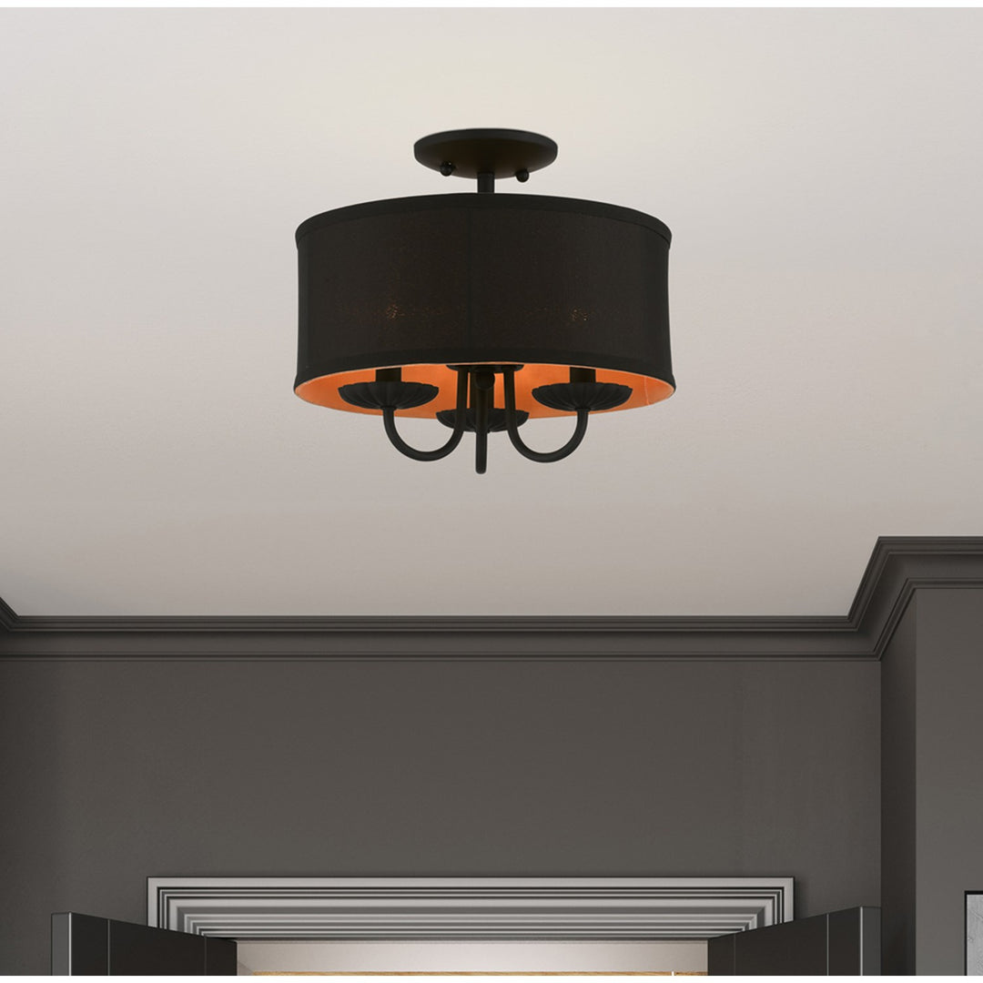 3 Light Black Semi-Flush Mount