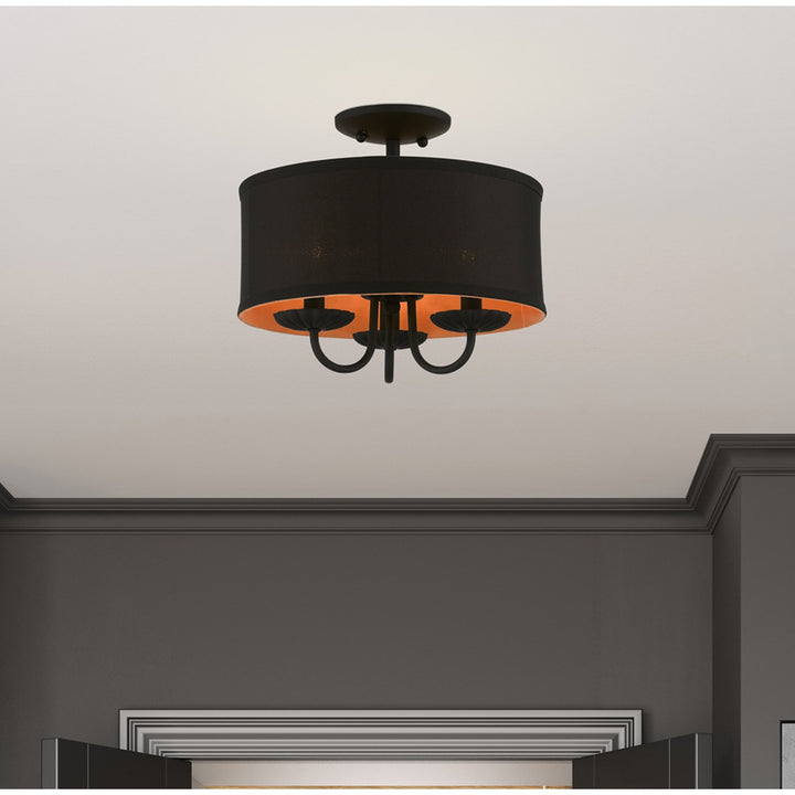3 Light Black Semi-Flush Mount