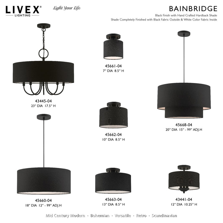 3 Light Black Semi-Flush Mount