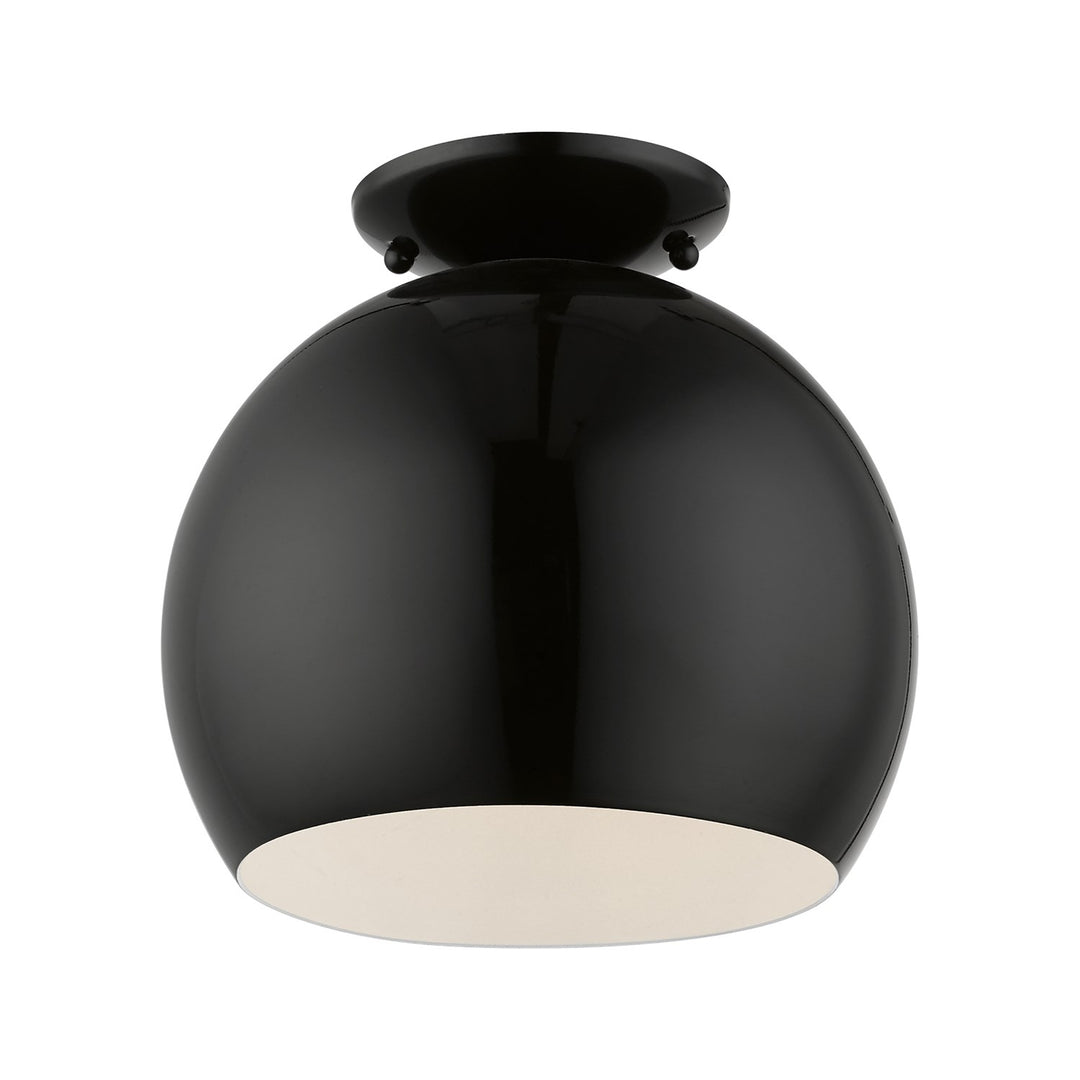 1 Light Shiny Black Semi-Flush Mount