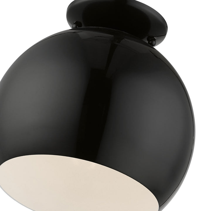 1 Light Shiny Black Semi-Flush Mount