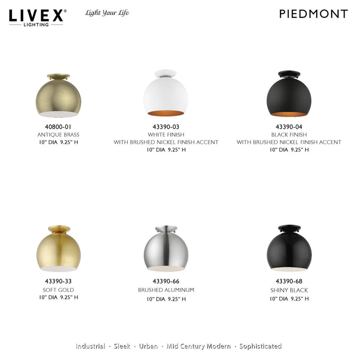 1 Light Soft Gold Semi-Flush Mount