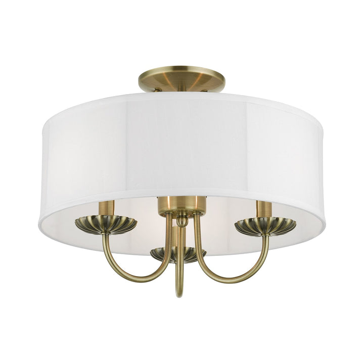 3 Light Antique Brass Semi-Flush Mount