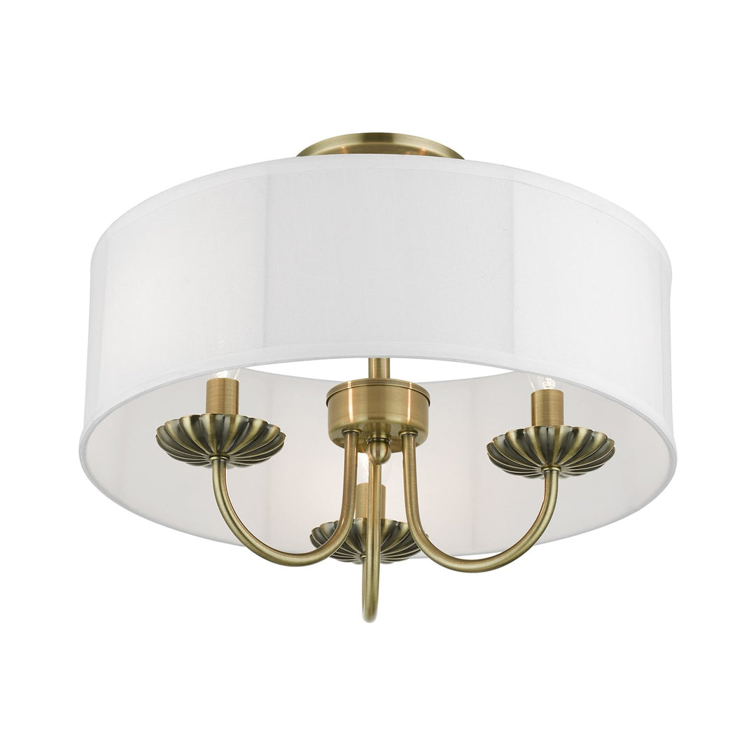 3 Light Antique Brass Semi-Flush Mount