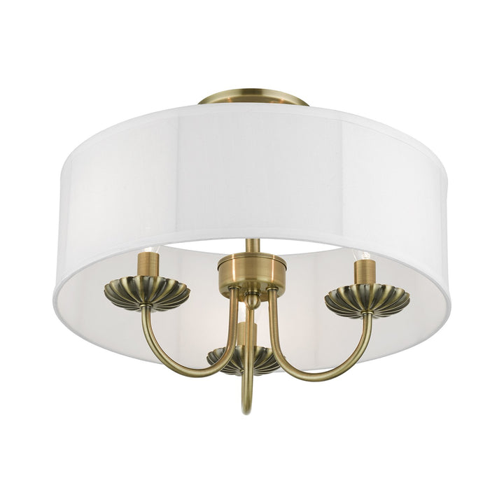 3 Light Antique Brass Semi-Flush Mount