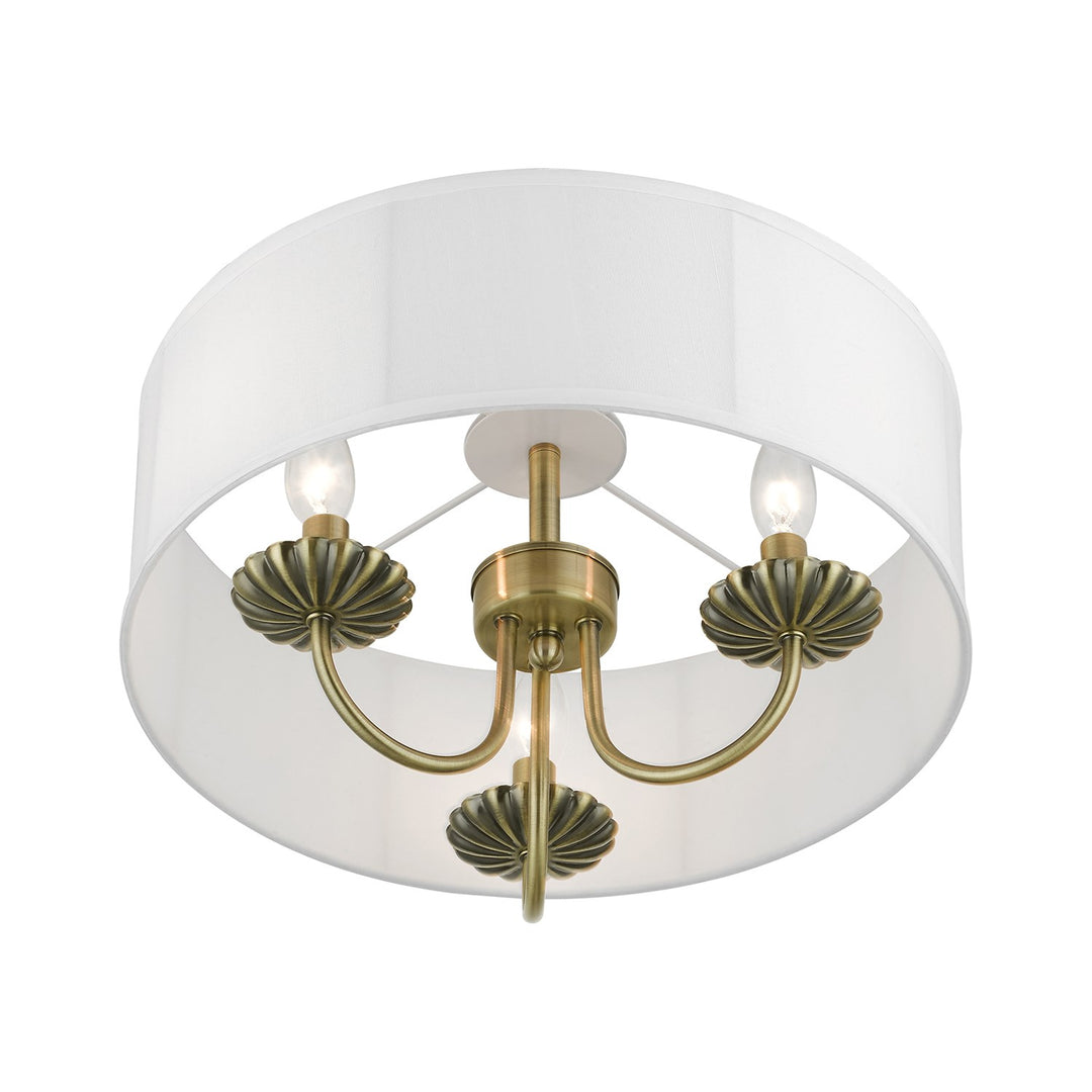 3 Light Antique Brass Semi-Flush Mount