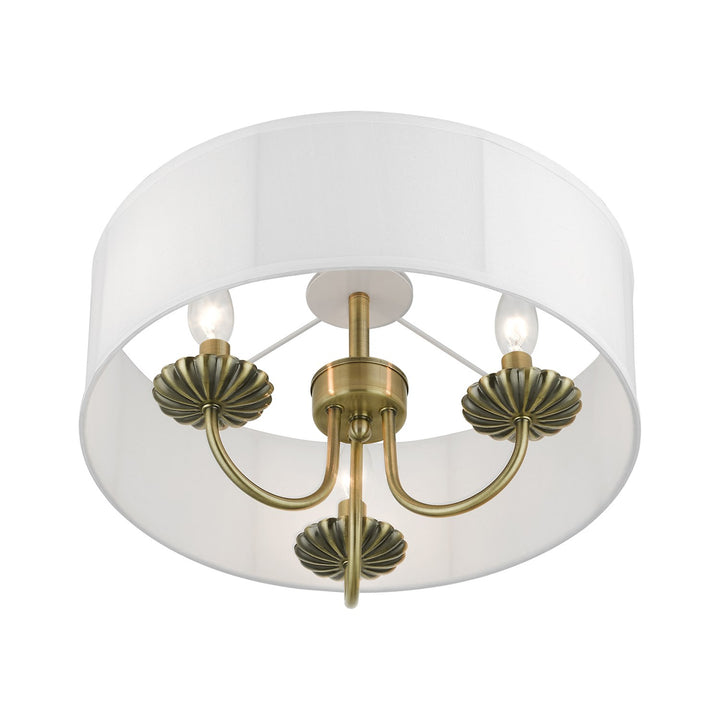 3 Light Antique Brass Semi-Flush Mount