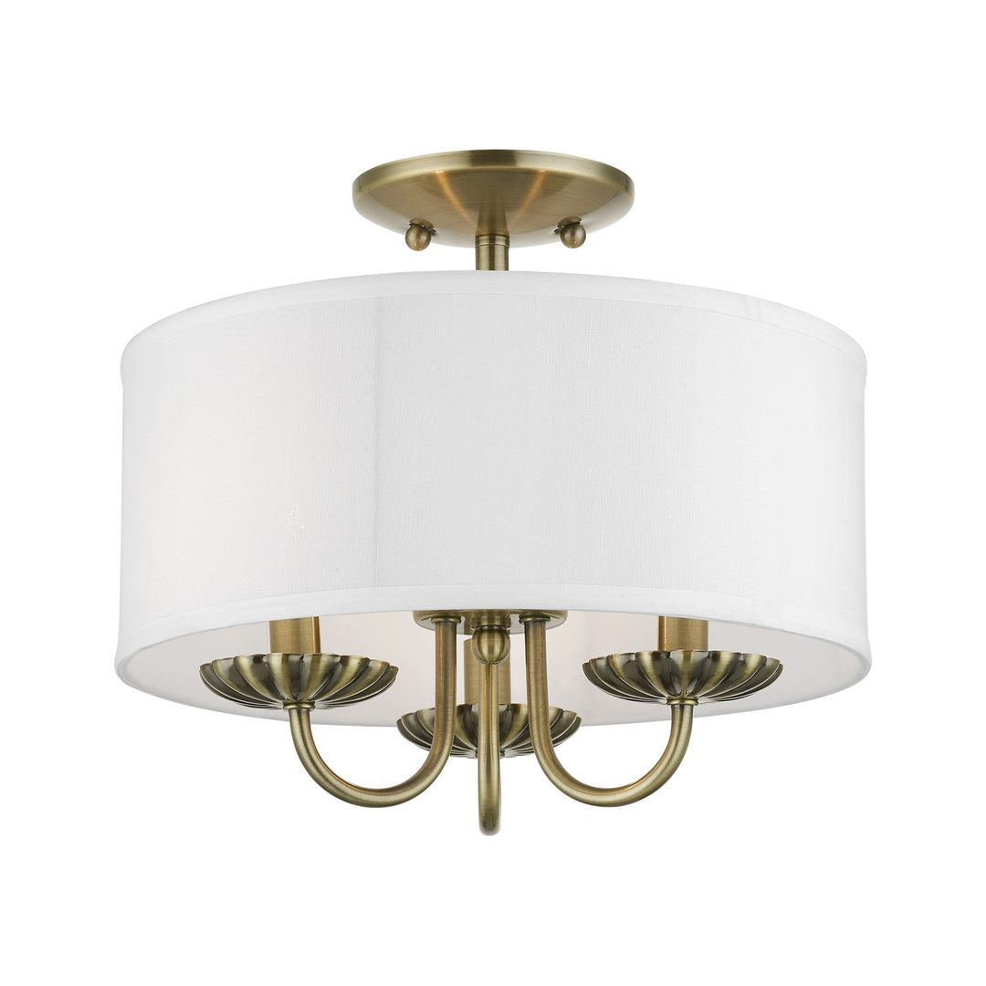 3 Light Antique Brass Semi-Flush Mount
