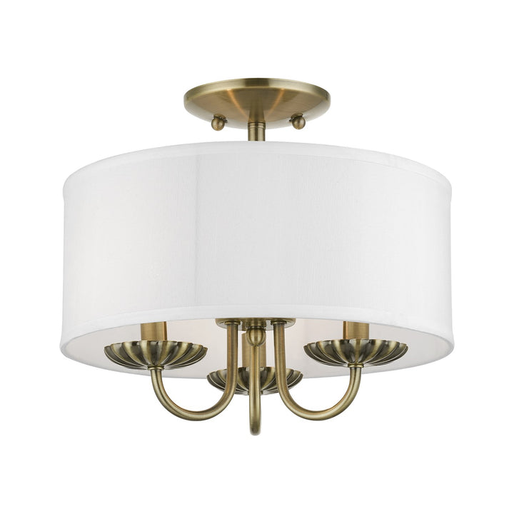 3 Light Antique Brass Semi-Flush Mount