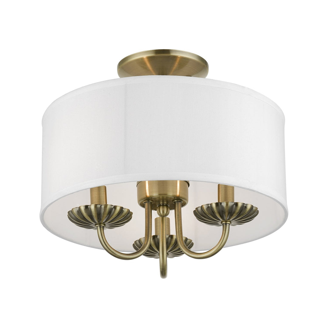 3 Light Antique Brass Semi-Flush Mount
