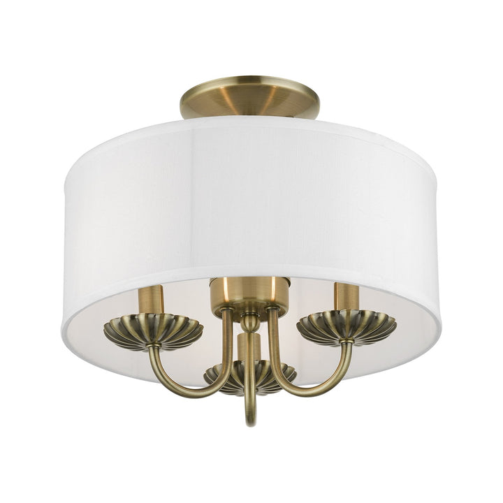 3 Light Antique Brass Semi-Flush Mount