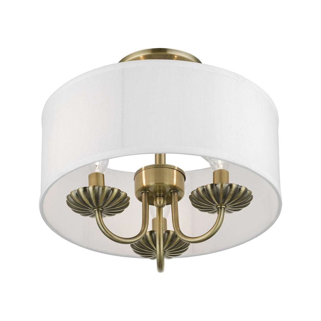 3 Light Antique Brass Semi-Flush Mount