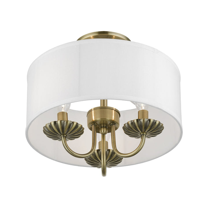 3 Light Antique Brass Semi-Flush Mount