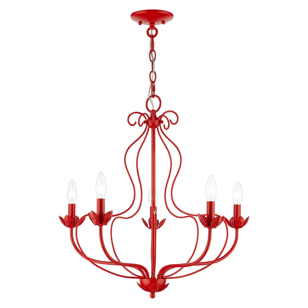 5 Light Shiny Red Chandelier by Livex Lighting