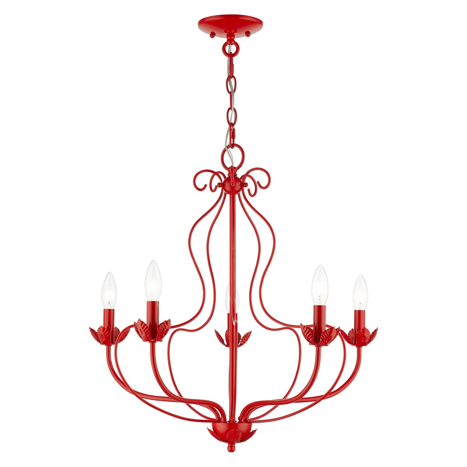 5 Light Shiny Red Chandelier by Livex Lighting