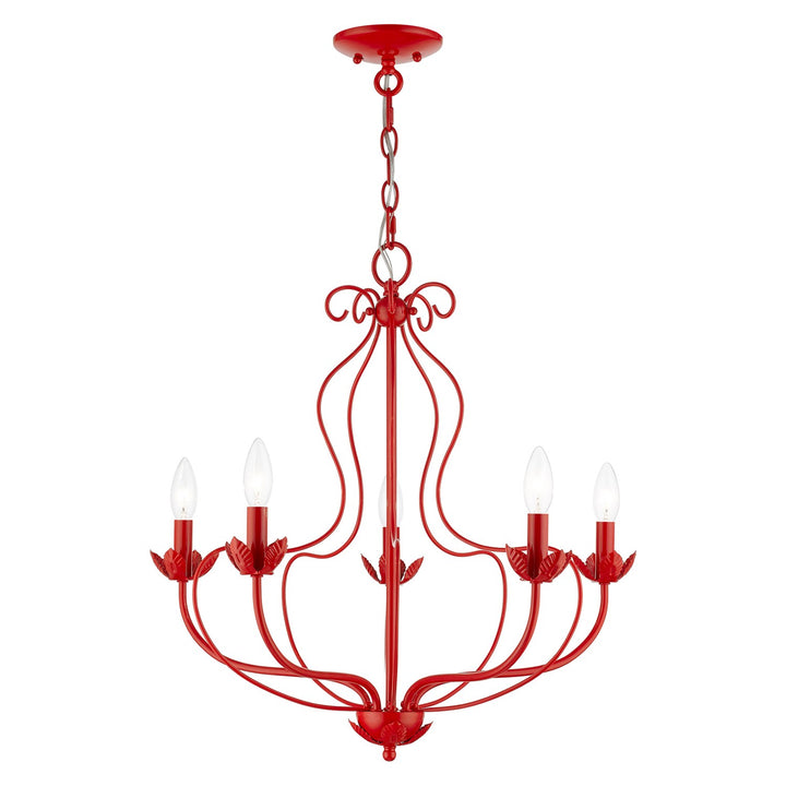 5 Light Shiny Red Chandelier by Livex Lighting