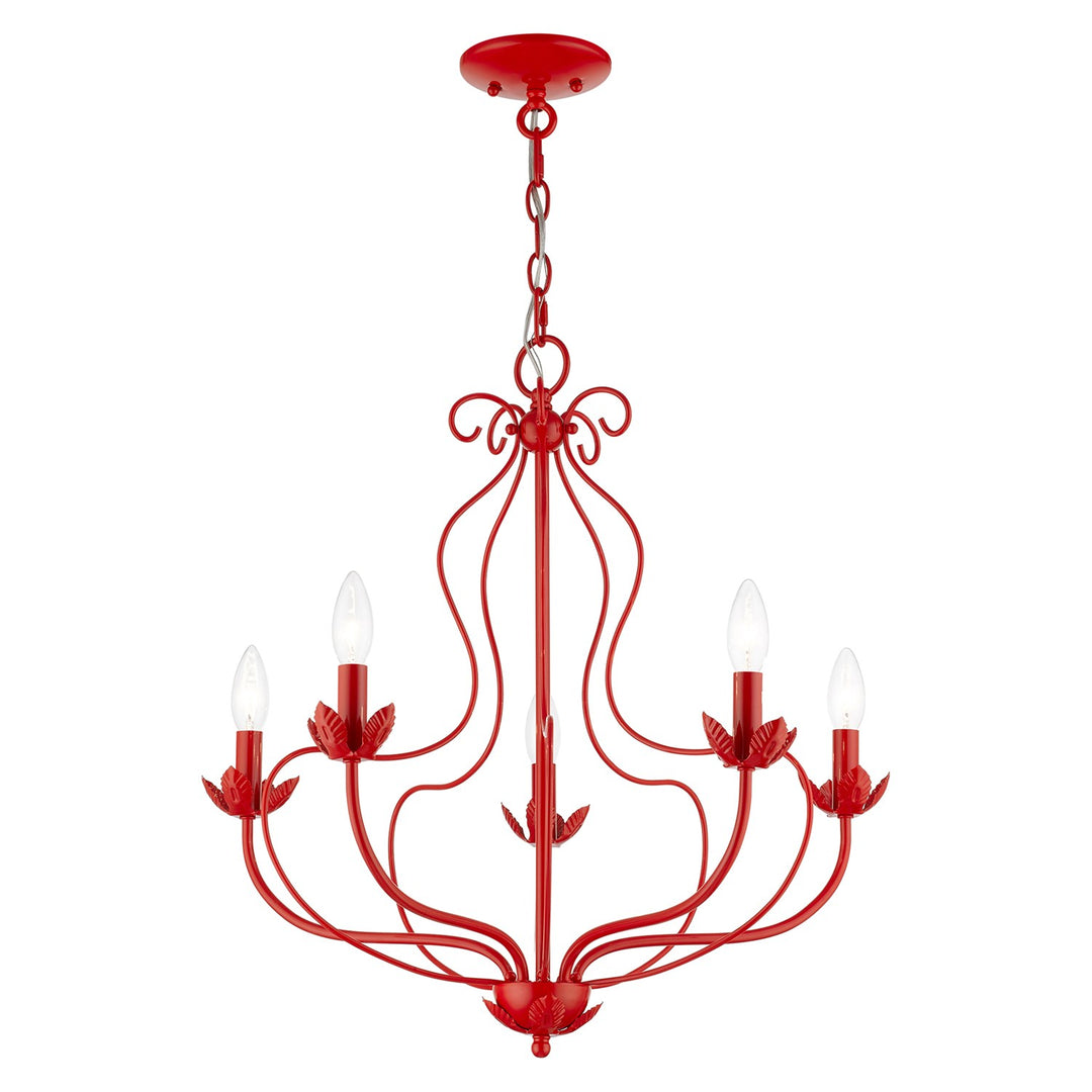 5 Light Shiny Red Chandelier