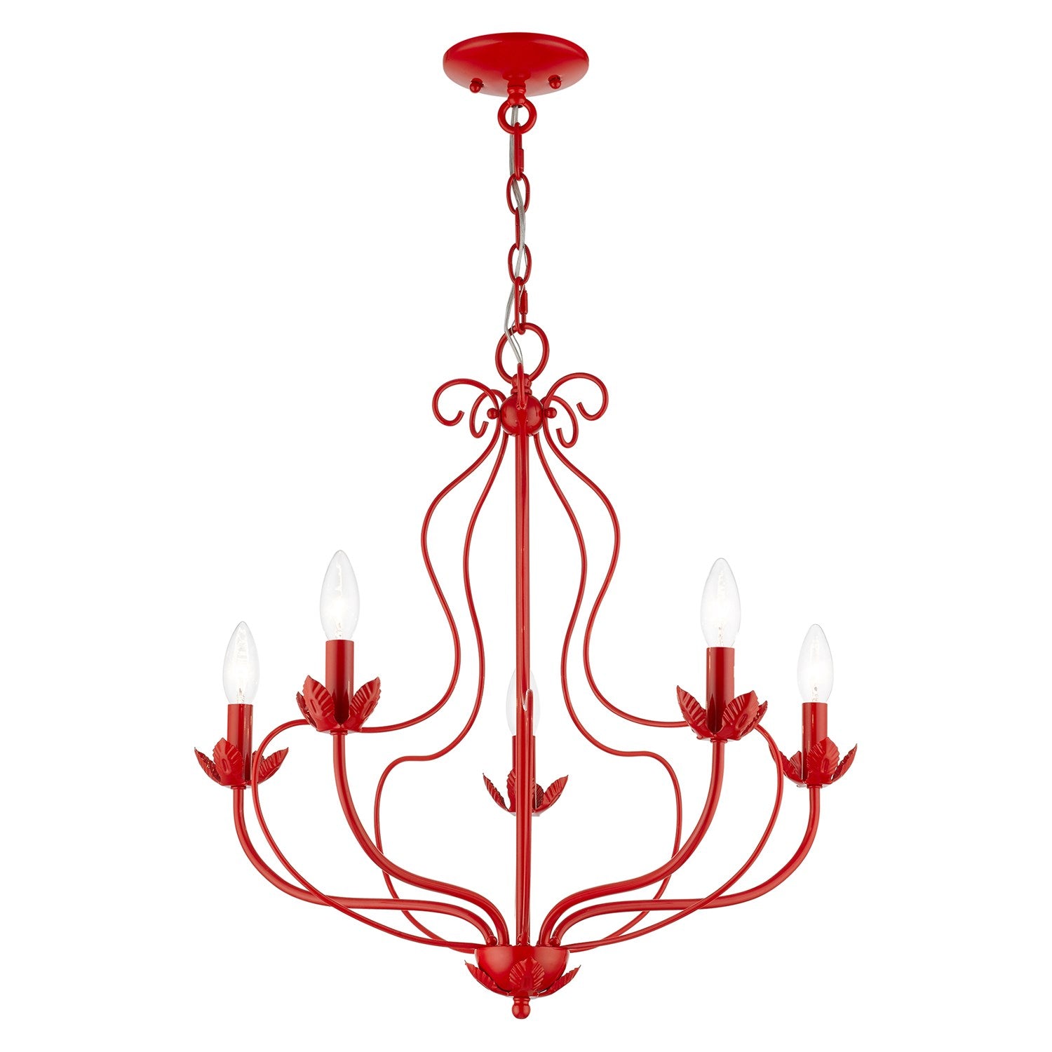 5 Light Shiny Red Chandelier