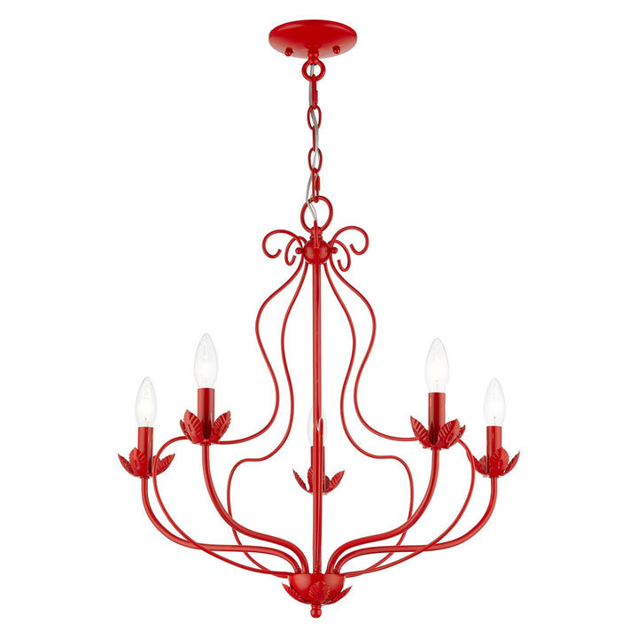 5 Light Shiny Red Chandelier