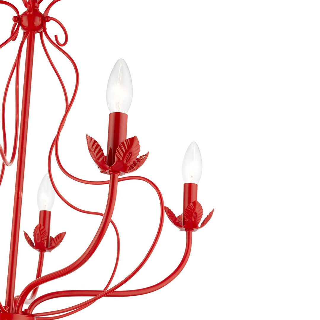 5 Light Shiny Red Chandelier