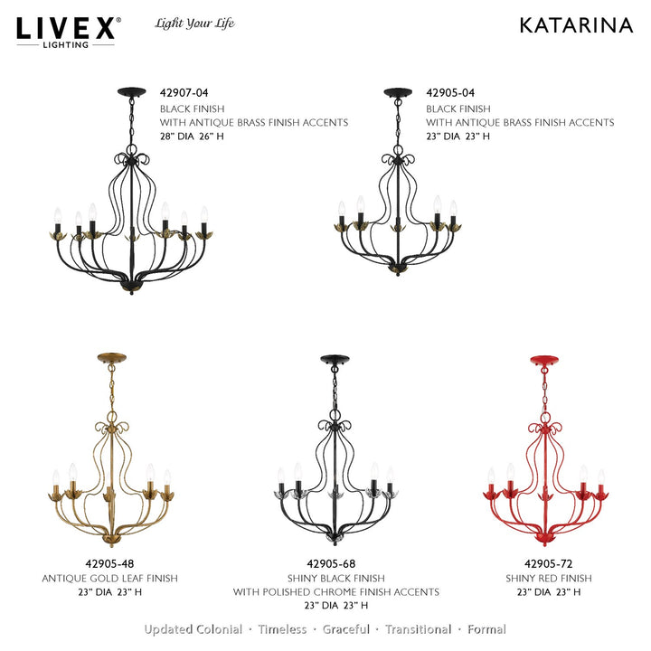5 Light Shiny Red Chandelier