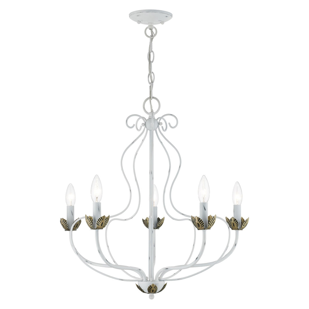 5 Light Antique White Chandelier by Livex Lighting