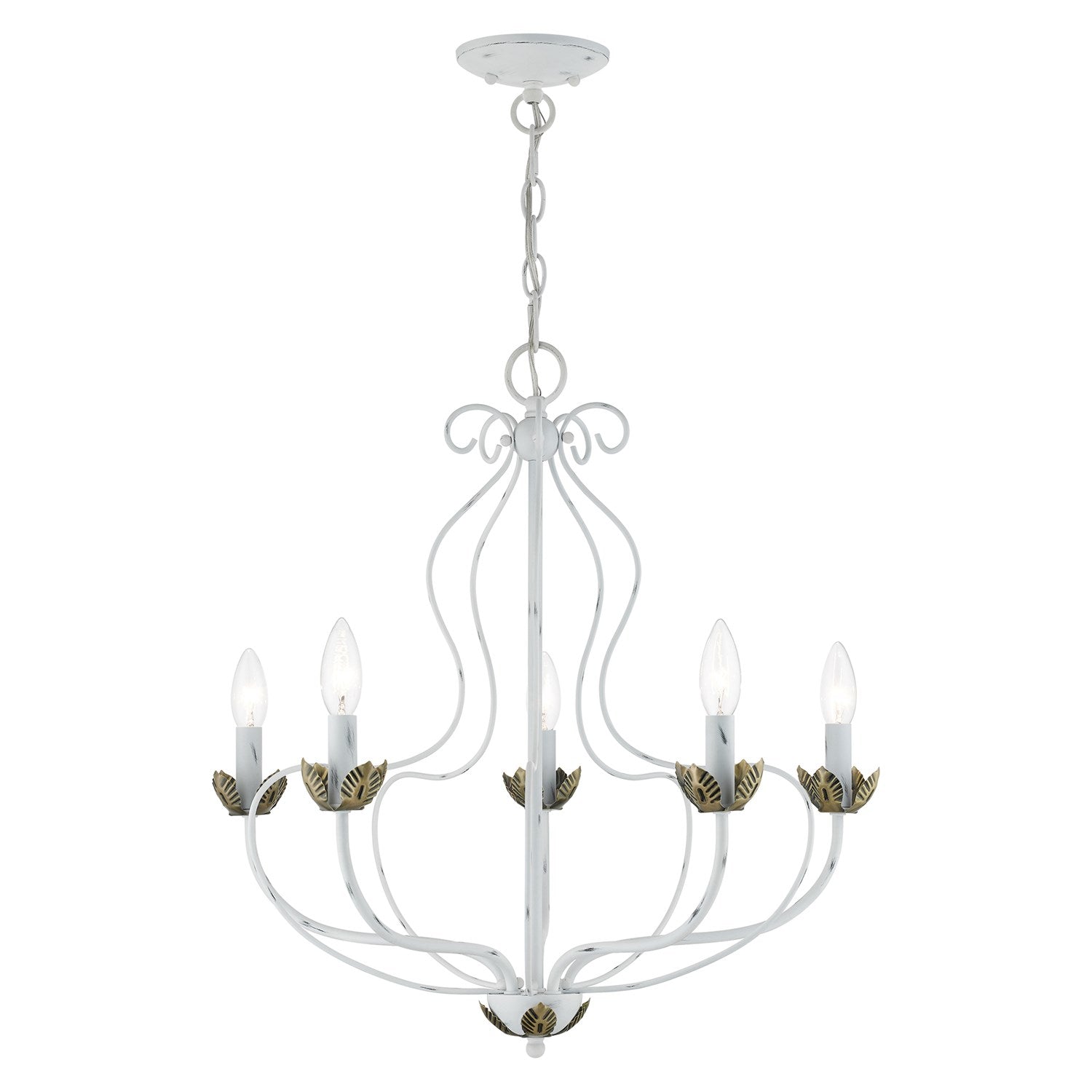 5 Light Antique White Chandelier by Livex Lighting