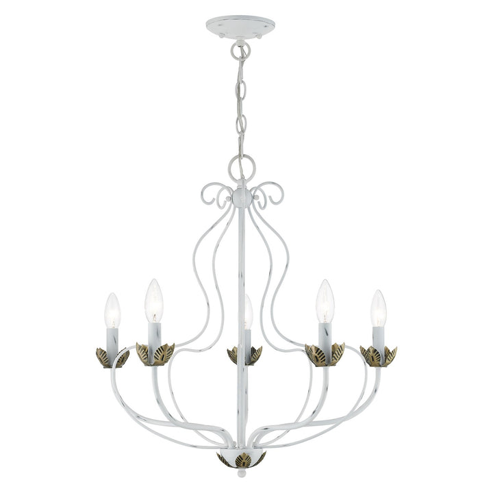 5 Light Antique White Chandelier by Livex Lighting