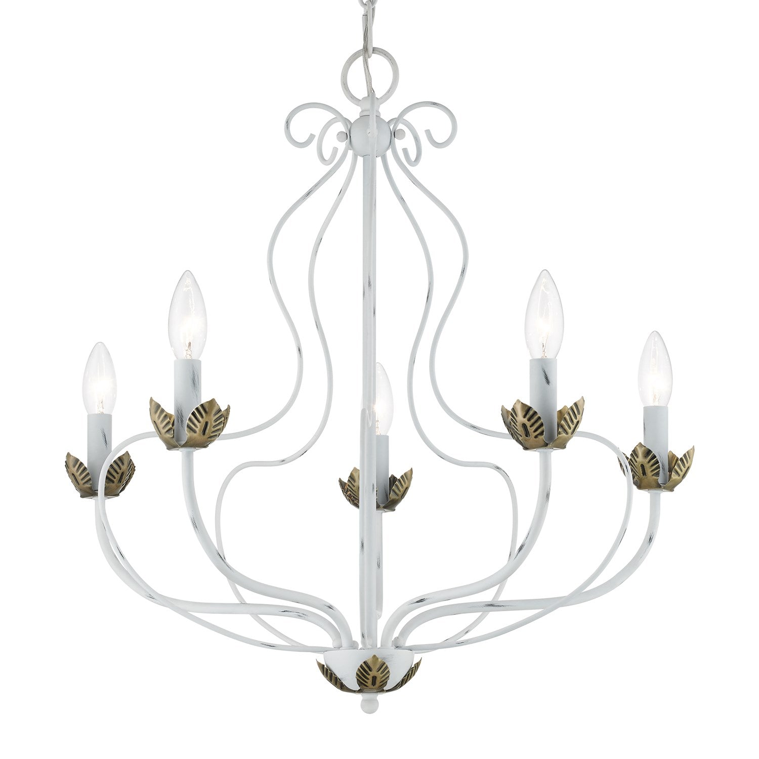 5 Light Antique White Chandelier