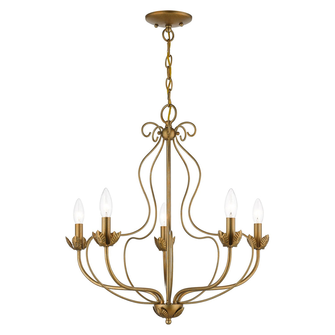 5 Light Antique Gold Leaf Chandelier by Livex Lighting
