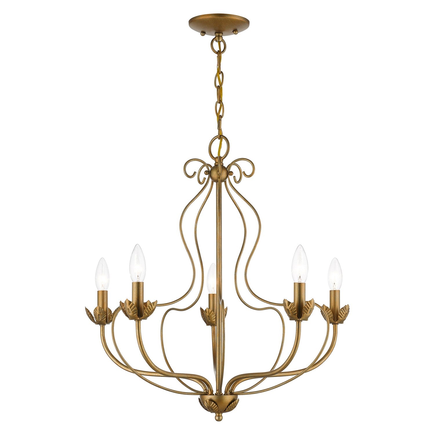 5 Light Antique Gold Leaf Chandelier by Livex Lighting