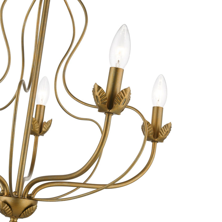 5 Light Antique Gold Leaf Chandelier