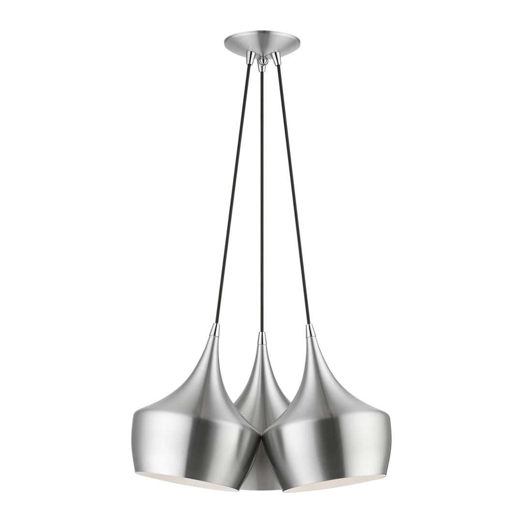 3 Light Brushed Aluminum Cluster Pendant by Livex Lighting