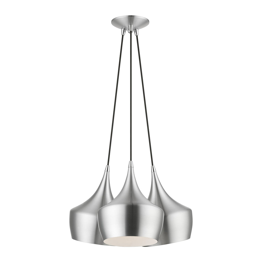 3 Light Brushed Aluminum Cluster Pendant