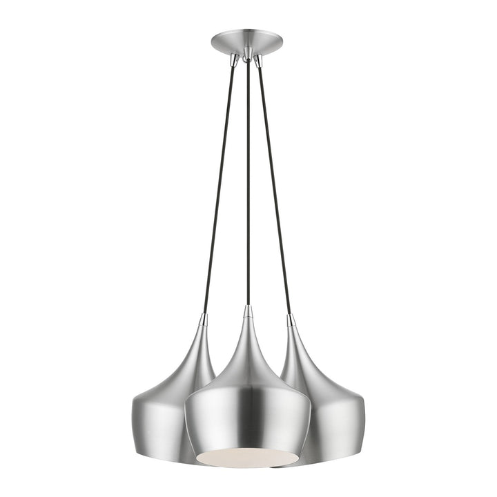 3 Light Brushed Aluminum Cluster Pendant