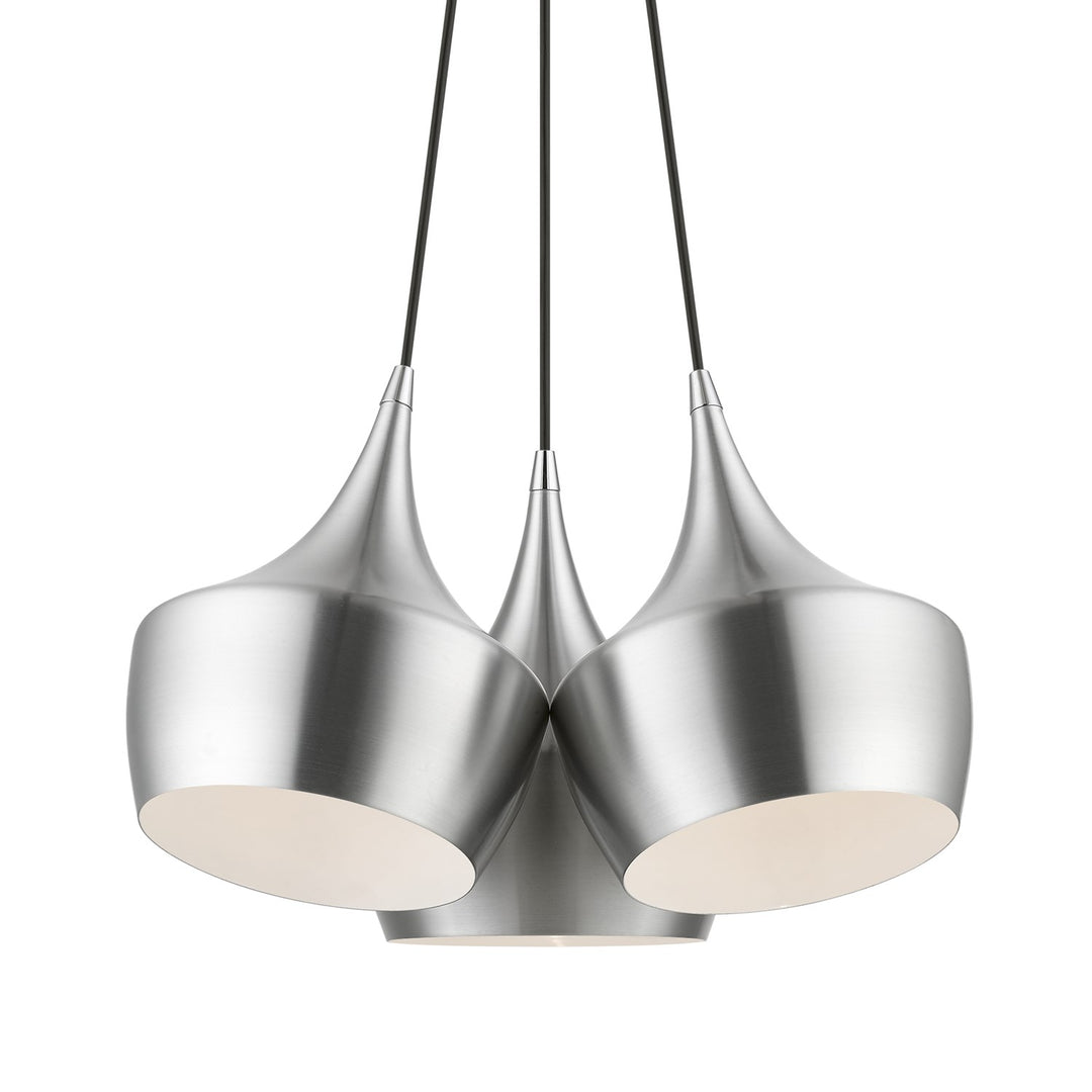 3 Light Brushed Aluminum Cluster Pendant